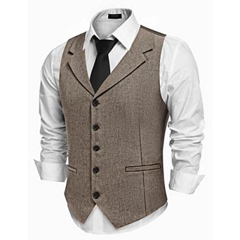 COOFANDY Men' Suit Vests Slim Fit Waistcoat Notch Lapel Casual Formal Vest