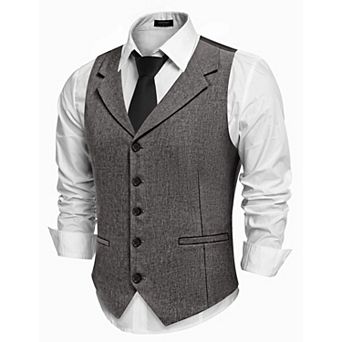 COOFANDY Men' Suit Vests Slim Fit Waistcoat Notch Lapel Casual Formal Vest