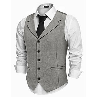 COOFANDY Men' Suit Vests Slim Fit Waistcoat Notch Lapel Casual Formal Vest