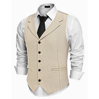 COOFANDY Dress Vest for Men Notch Lapel Waistcoat Lightweight Christmas Suit Vests