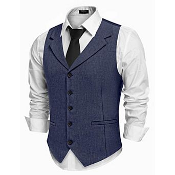 COOFANDY Men' Suit Vests Slim Fit Waistcoat Notch Lapel Casual Formal Vest