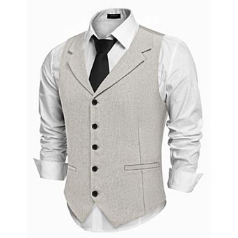 COOFANDY Dress Vest for Men Notch Lapel Waistcoat Lightweight Christmas Suit Vests