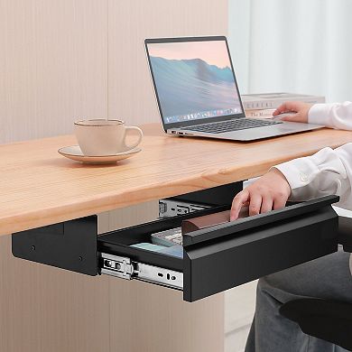 Under-Desk Storage Drawer with Single Layer, Smooth Glide, and Cord Organizer for Home Office