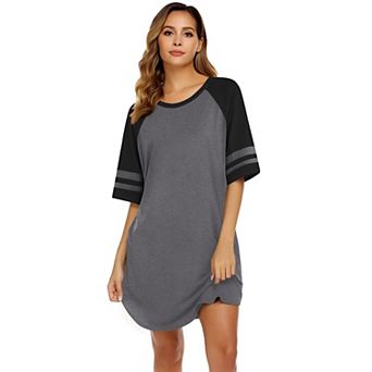 Ekouaer Cotton Nightgowns for Women Short Sleeve Night Gown Crew Neck Sleep Shirts