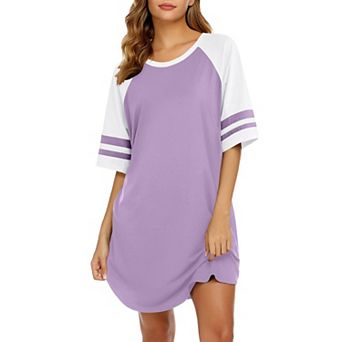 Ekouaer Cotton Nightgowns for Women Short Sleeve Night Gown Crew Neck Sleep Shirts