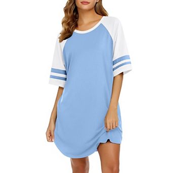 Ekouaer Cotton Nightgowns for Women Short Sleeve Night Gown Crew Neck Sleep Shirts