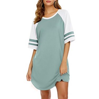 Ekouaer Cotton Nightgowns for Women Short Sleeve Night Gown Crew Neck Sleep Shirts