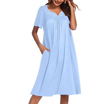 Ekouaer Nightgowns for Women Cotton Nightgown House Dress with Pockets Short Sleeve Mumu Dress