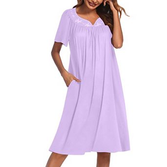 Ekouaer Nightgowns for Women Cotton Nightgown House Dress with Pockets Short Sleeve Mumu Dress