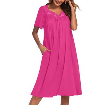 Ekouaer Nightgowns for Women Cotton Nightgown House Dress with Pockets Short Sleeve Mumu Dress