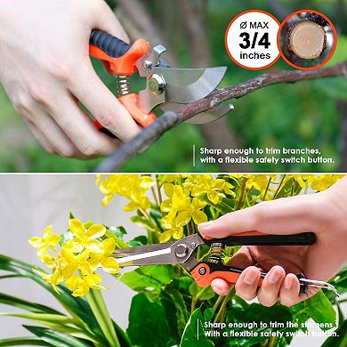 9-Piece Stainless Steel Gardening Tool Set, Heavy Duty Non-Slip Rubber Grip with Storage Pocket