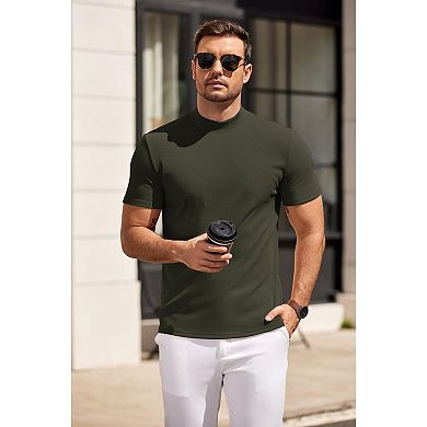 COOFANDY Mens Mock Turtleneck Sweater Short Sleeve Slim Fit Turtle Neck Sweaters Casual Basic Tee