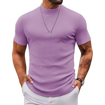 COOFANDY Mens Mock Turtleneck Sweater Short Sleeve Slim Fit Turtle Neck Sweaters Casual Basic Tee