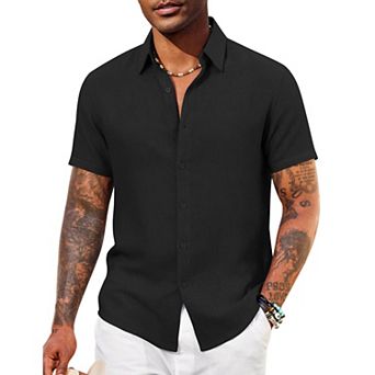 COOFANDY Mens Casual Summer Shirt Short Sleeve Beach Button Down Shirts Cruise Resort Wear