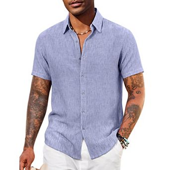 COOFANDY Mens Casual Summer Shirt Short Sleeve Beach Button Down Shirts Cruise Resort Wear