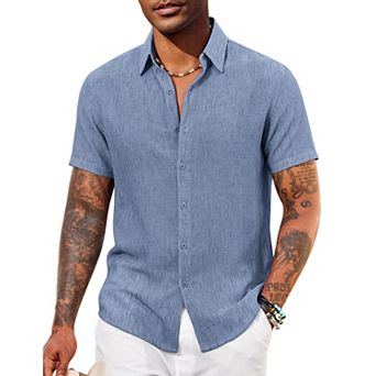 COOFANDY Mens Casual Summer Shirt Short Sleeve Beach Button Down Shirts Cruise Resort Wear