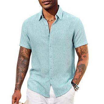 COOFANDY Mens Casual Summer Shirt Short Sleeve Beach Button Down Shirts Cruise Resort Wear