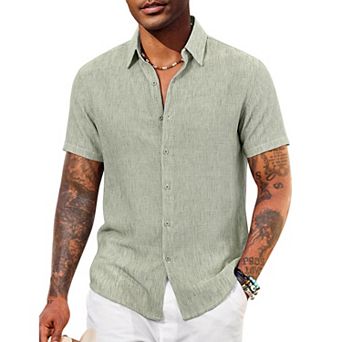 COOFANDY Mens Casual Summer Shirt Short Sleeve Beach Button Down Shirts Cruise Resort Wear