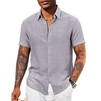 COOFANDY Mens Casual Summer Shirt Short Sleeve Beach Button Down Shirts Cruise Resort Wear