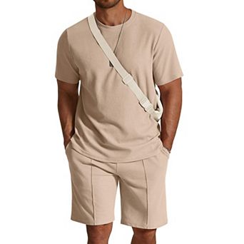 COOFANDY Mens 2 pc Outfits Casual T Shirt and Shorts Set Fashion Summer Short Sleeve Cotton