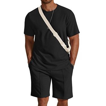 COOFANDY Mens 2 pc Outfits Casual T Shirt and Shorts Set Fashion Summer Short Sleeve Cotton