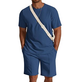 COOFANDY Mens 2 pc Outfits Casual T Shirt and Shorts Set Fashion Summer Short Sleeve Cotton