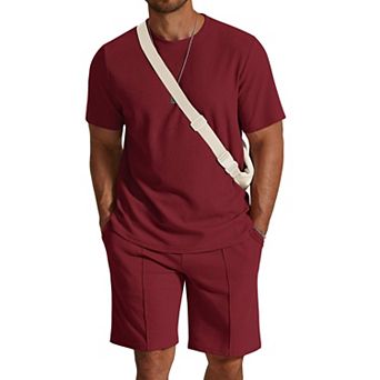 COOFANDY Mens 2 pc Outfits Casual T Shirt and Shorts Set Fashion Summer Short Sleeve Cotton