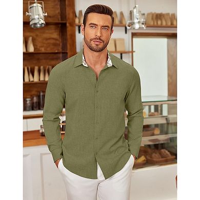 COOFANDY Mens Button Down Shirts Long Sleeve Shirt Casual Untucked Shirts