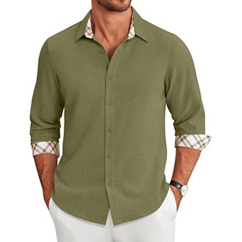COOFANDY Mens Button Down Shirts Long Sleeve Shirt Casual Untucked Shirts