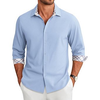 COOFANDY Mens Button Down Shirts Long Sleeve Shirt Casual Untucked Shirts