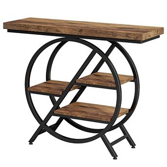 4 tier Console Table, Industrial Entryway Table, Geometric Metal Frame
