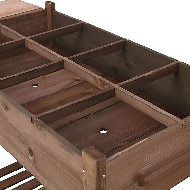 Raised Garden Bed with 8 Grow Grids & Foldable Side Shelf, Elevated Wooden Planter Box for Backyard