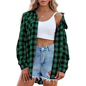 Zeagoo Womens Flannel Shirts Long/Roll Up Sleeve Collared Button Down Plaid Shirt Casual Work Tops