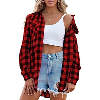 Zeagoo Womens Flannel Shirts Long/Roll Up Sleeve Collared Button Down Plaid Shirt Casual Work Tops