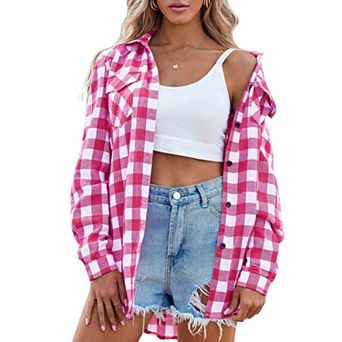 Zeagoo Womens Flannel Shirts Long/Roll Up Sleeve Collared Button Down Plaid Shirt Casual Work Tops
