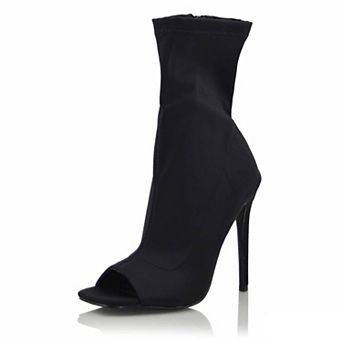 Stretch Peep Toe Stiletto Heel Ankle Boots