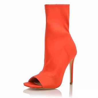 Stretch Peep Toe Stiletto Heel Ankle Boots