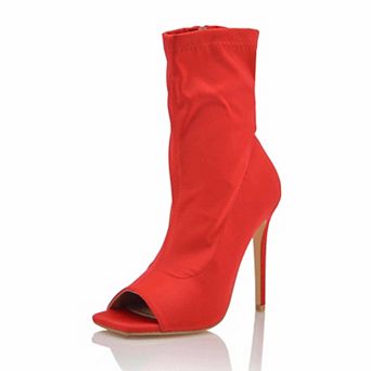 Stretch Peep Toe Stiletto Heel Ankle Boots