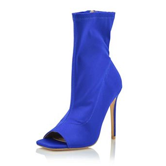 Stretch Peep Toe Stiletto Heel Ankle Boots