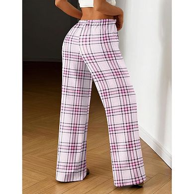 Ekouaer Women Pajama Pants Comfy Pj Bottom with Pockets Stretch Plaid Sleepwear and Plaid Medium