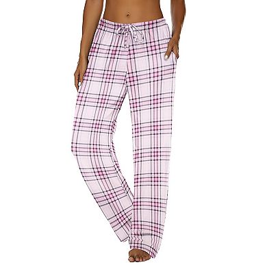Ekouaer Women Pajama Pants Comfy Pj Bottom with Pockets Stretch Plaid Sleepwear and Plaid Medium