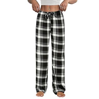 Ekouaer Women Pajama Pants Comfy Pj Bottom with Pockets Stretch Plaid Sleepwear and Plaid Medium