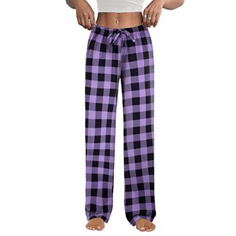 Ekouaer Women Pajama Pants Comfy Pj Bottom with Pockets Stretch Plaid Sleepwear and Plaid Medium