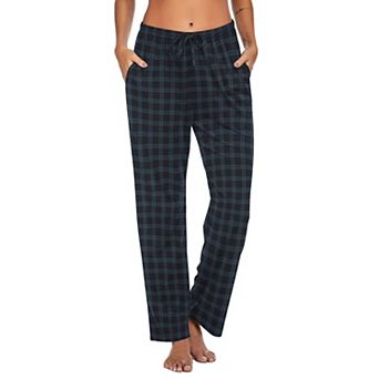 Ekouaer Women Pajama Pants Comfy Pj Bottom with Pockets Stretch Plaid Sleepwear and Plaid Medium