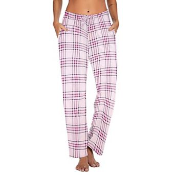 Ekouaer Women Pajama Pants Comfy Pj Bottom with Pockets Stretch Plaid Sleepwear and Plaid Medium
