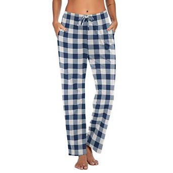 Ekouaer Women Pajama Pants Comfy Pj Bottom with Pockets Stretch Plaid Sleepwear and Plaid Medium