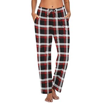 Ekouaer Women Pajama Pants Comfy Pj Bottom with Pockets Stretch Plaid Sleepwear and Plaid Medium