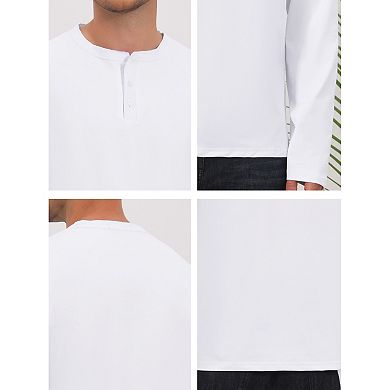 Men's Henley T-Shirts Long Sleeve Button Pullover Business Casual Shirt