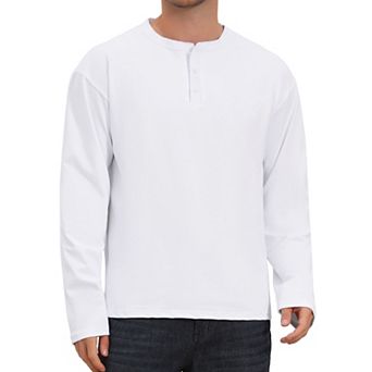 Men's Henley T-Shirts Long Sleeve Button Pullover Business Casual Shirt