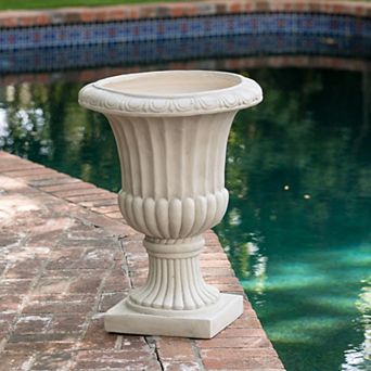 Italian Urn Planter Antique White Magnesium Oxide Garden Urn for Indoor/Outdoor